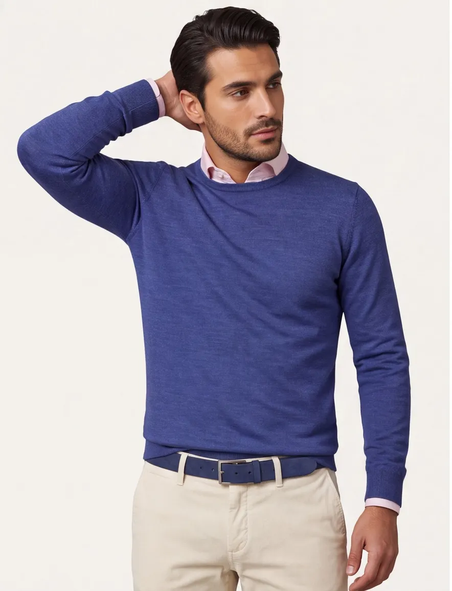 Portofino trui extra long blauw normale fit