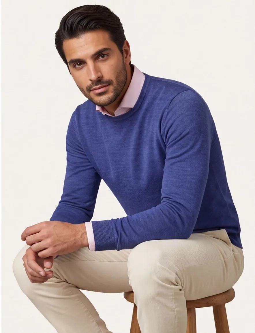 Portofino trui extra long blauw normale fit