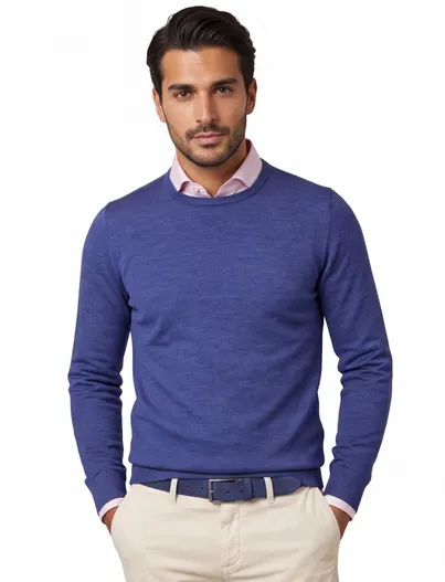 Portofino Portofino trui extra long blauw normale fit