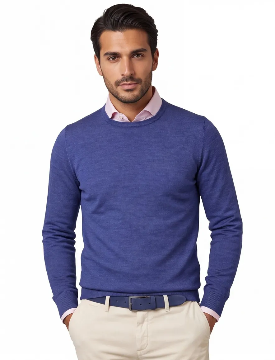 Portofino trui extra long blauw normale fit