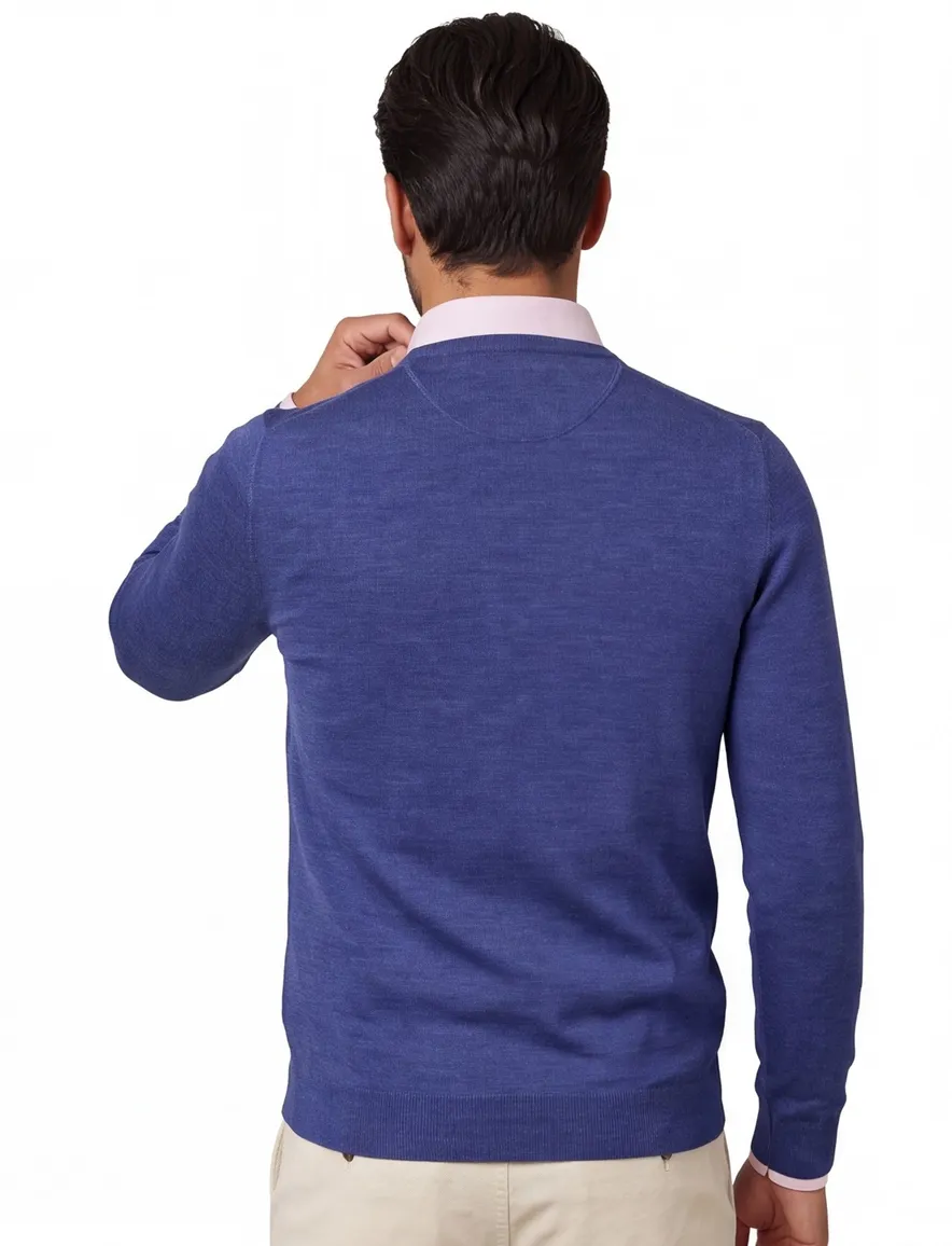 Portofino trui extra long blauw normale fit
