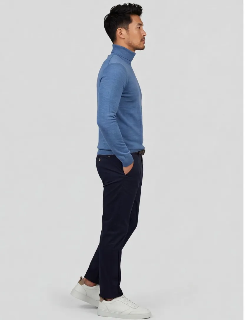 Portofino coltrui extra long blauw slim fit wol