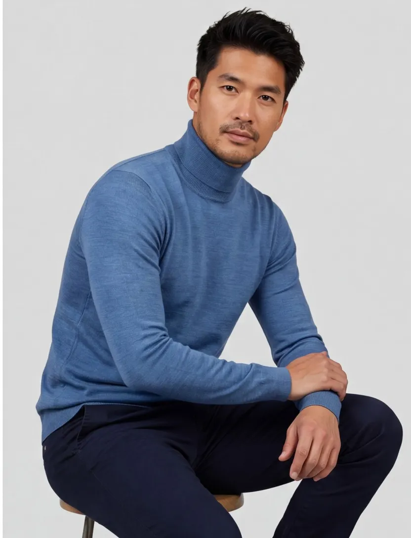 Portofino coltrui extra long blauw slim fit wol