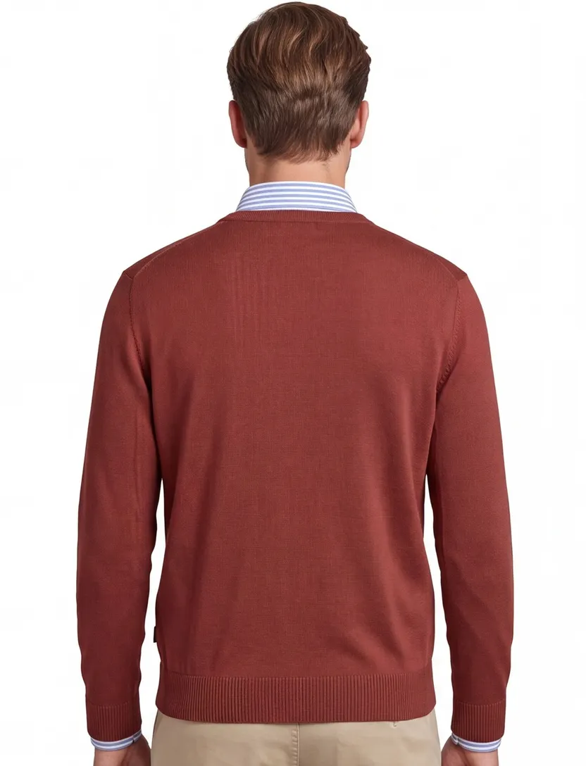 Maerz trui v-hals rood effen 100% wol