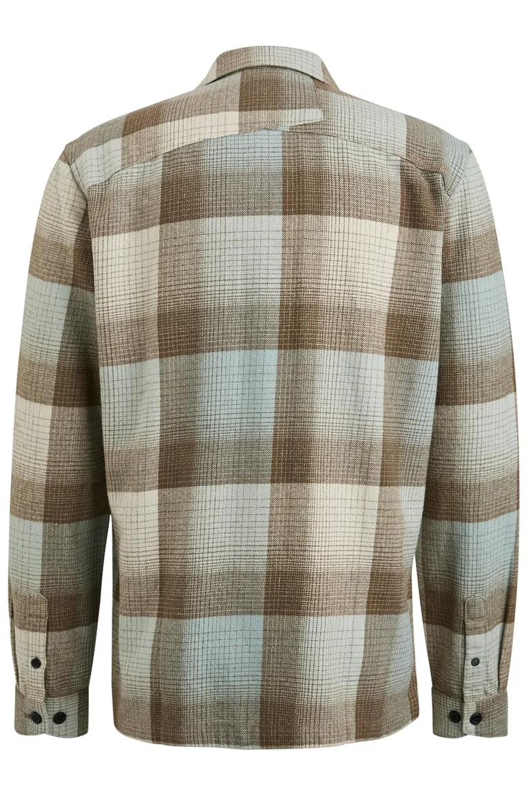 Cast Iron casual overshirt slim fit beige geruit 100% katoen