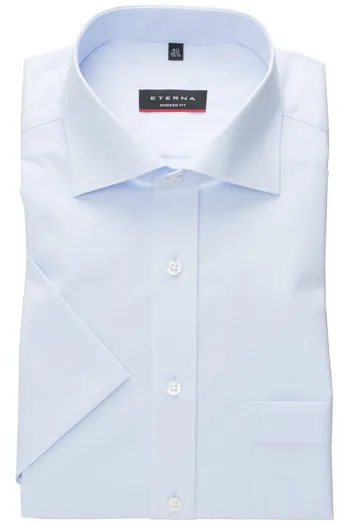 Eterna Eterna overhemd korte mouw lichtblauw modern fit katoen