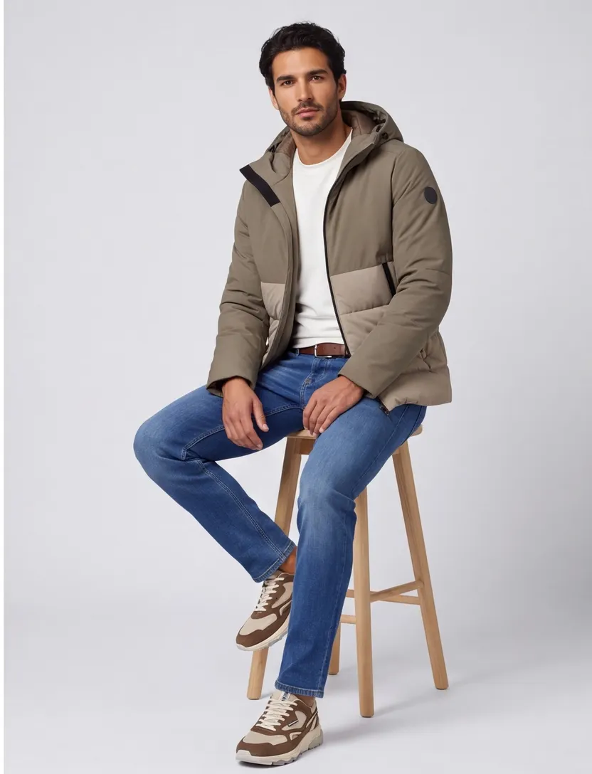 Katoenen Reset winterjas london cardif groen normale fit