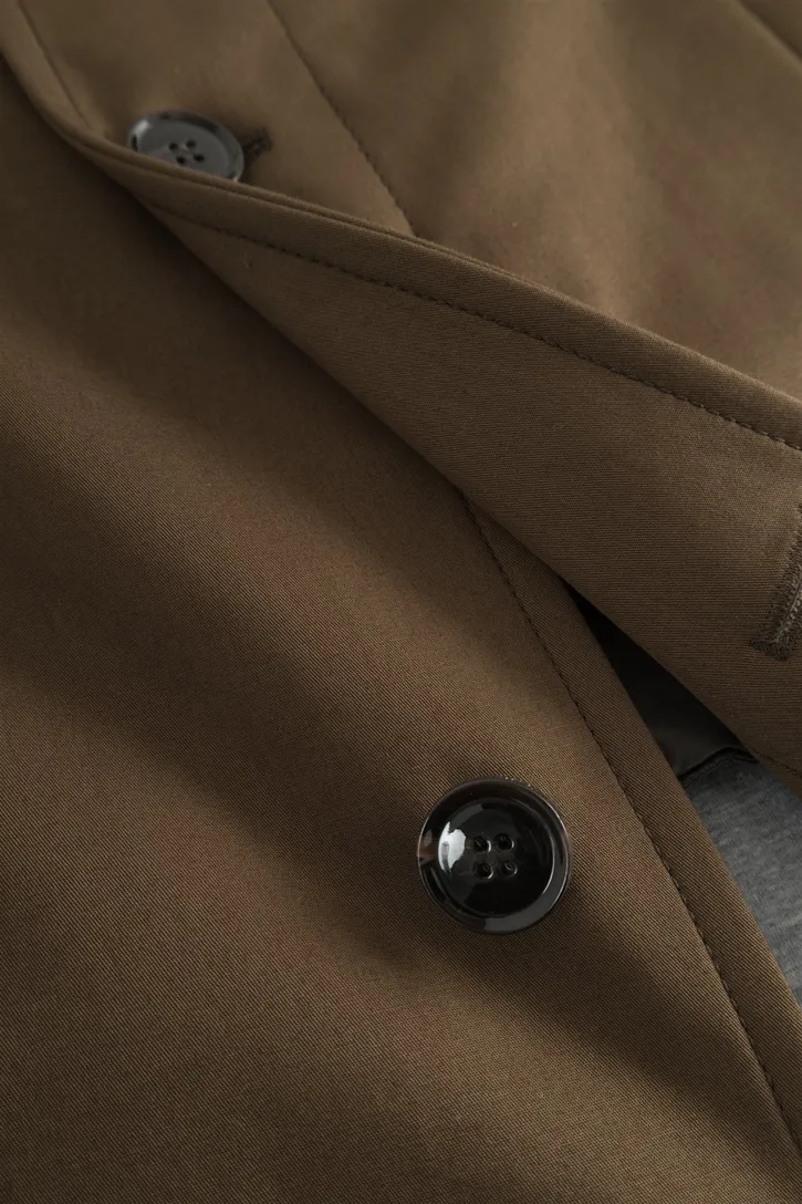 Strellson winterjas bruin effen rits + knoop normale fit katoen Finlay