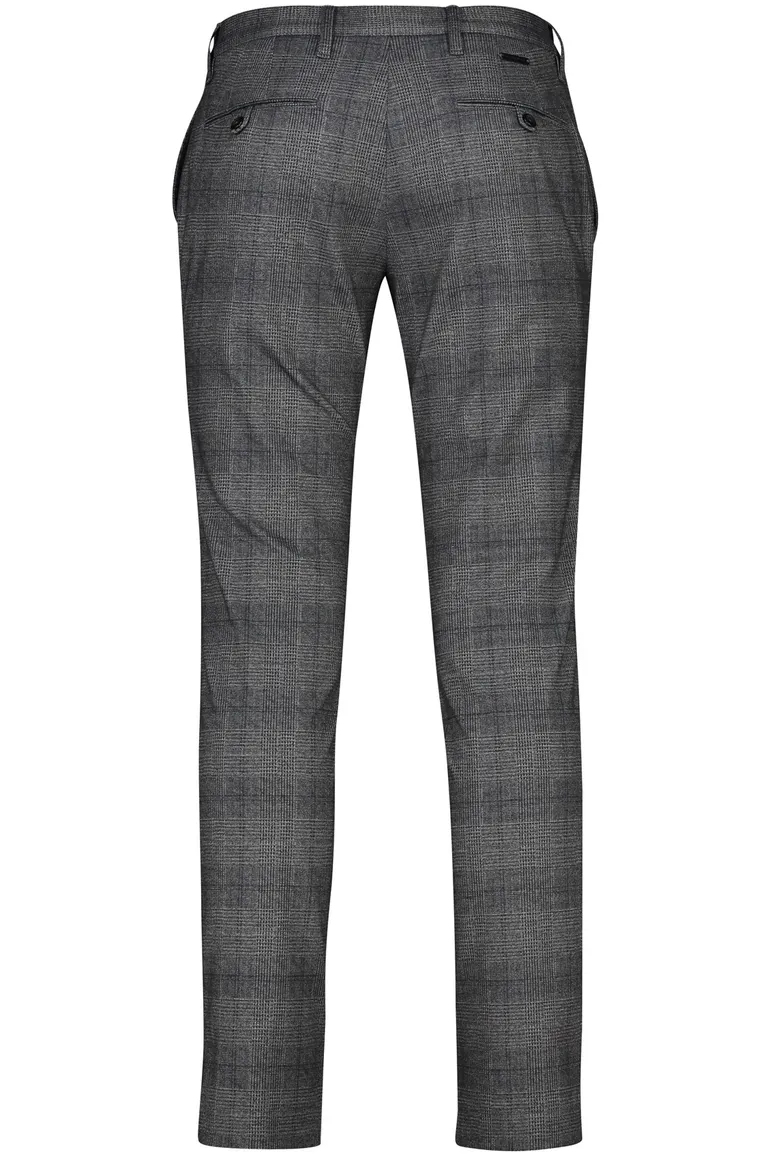 Alberto katoenen chino grijs geruit slim fit Jersey