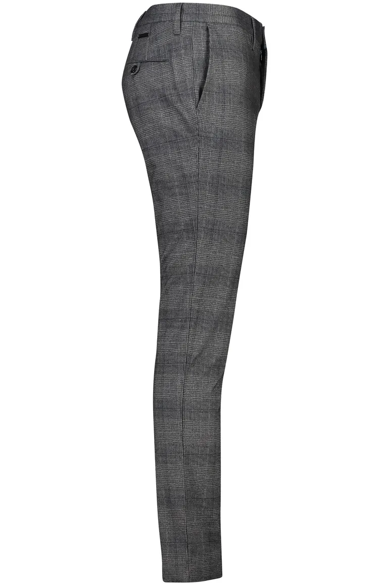 Alberto katoenen chino grijs geruit slim fit Jersey