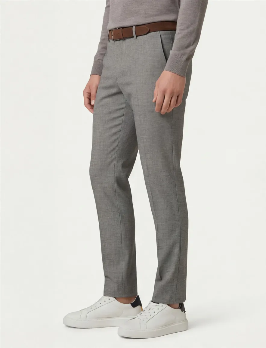 Alberto chino slim fit grijs Rob wol
