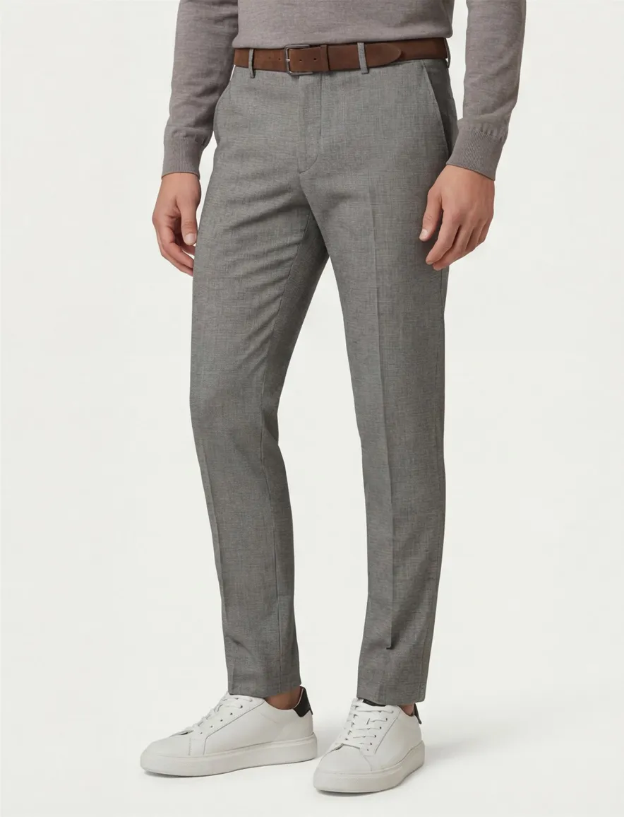 Alberto chino slim fit grijs Rob wol