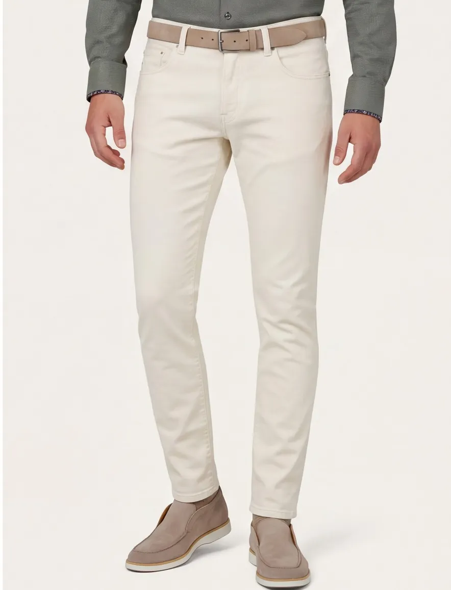 Alberto broek off white effen