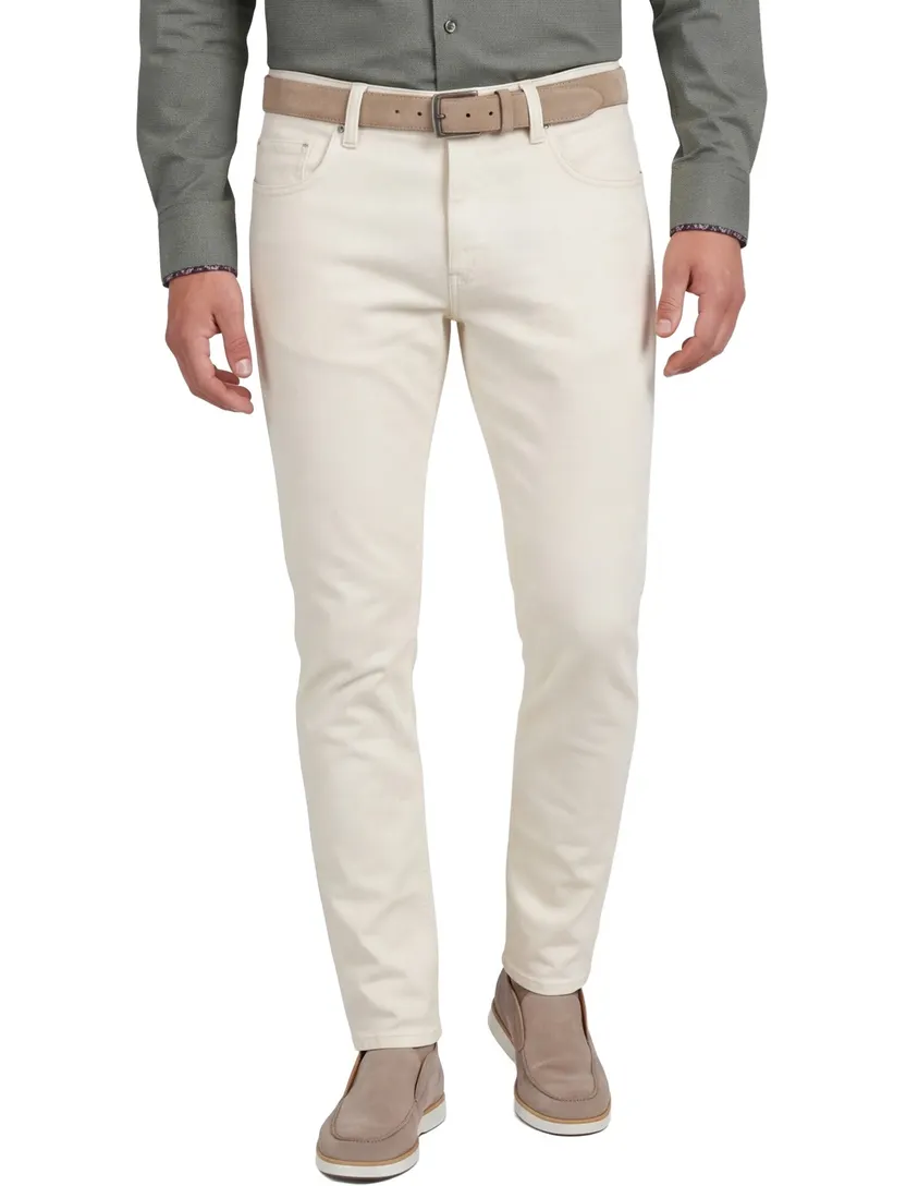 Alberto katoenen broek slim fit super stretch creme effen