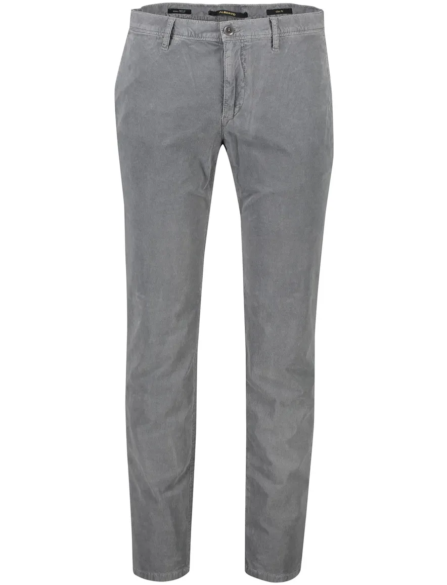 Alberto chino grijs katoen slim fit super stretch