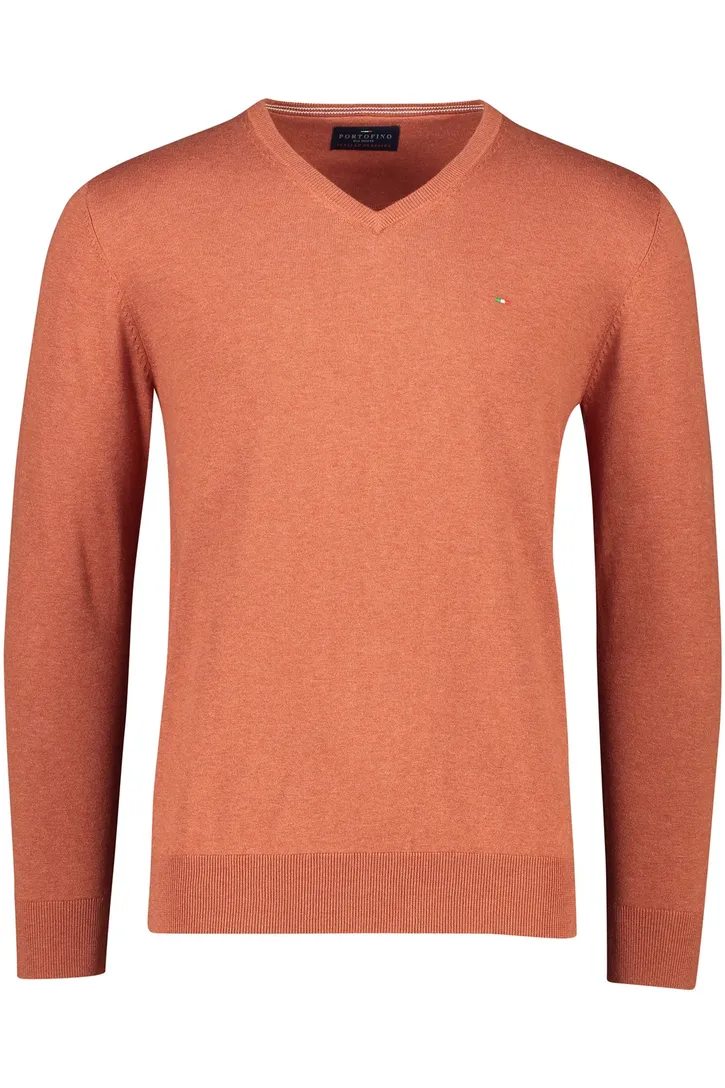 Portofino Vince trui v-hals oranje normale fit 100% katoen