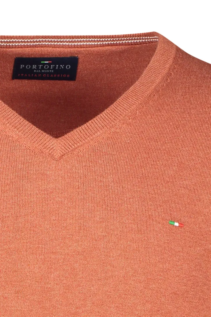 Portofino Vince trui v-hals oranje normale fit 100% katoen