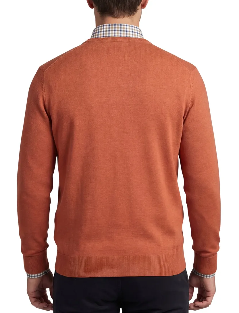 Portofino Vince trui v-hals oranje normale fit 100% katoen