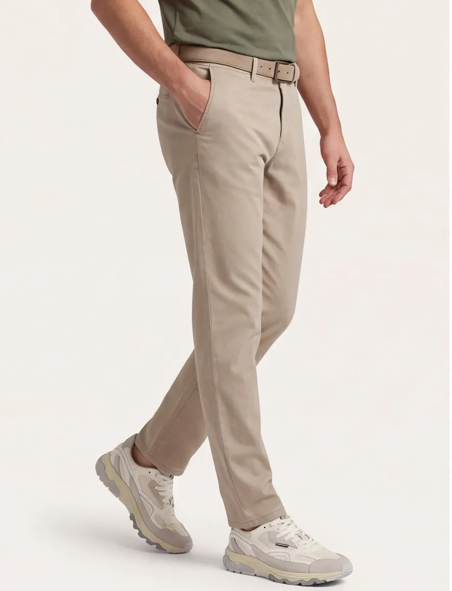 Gardeur beige chino katoen slim fit