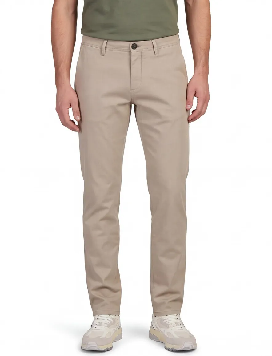 Gardeur beige chino katoen slim fit