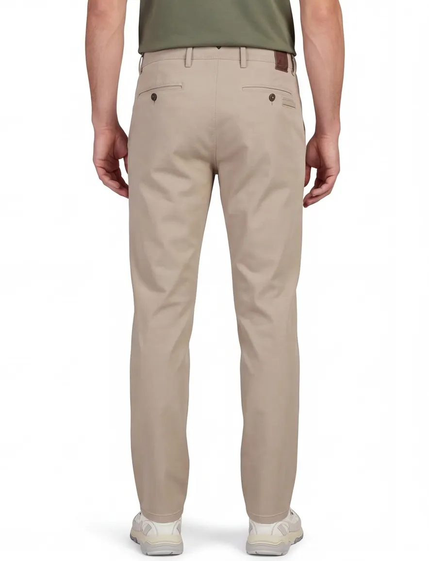 Gardeur beige chino katoen slim fit