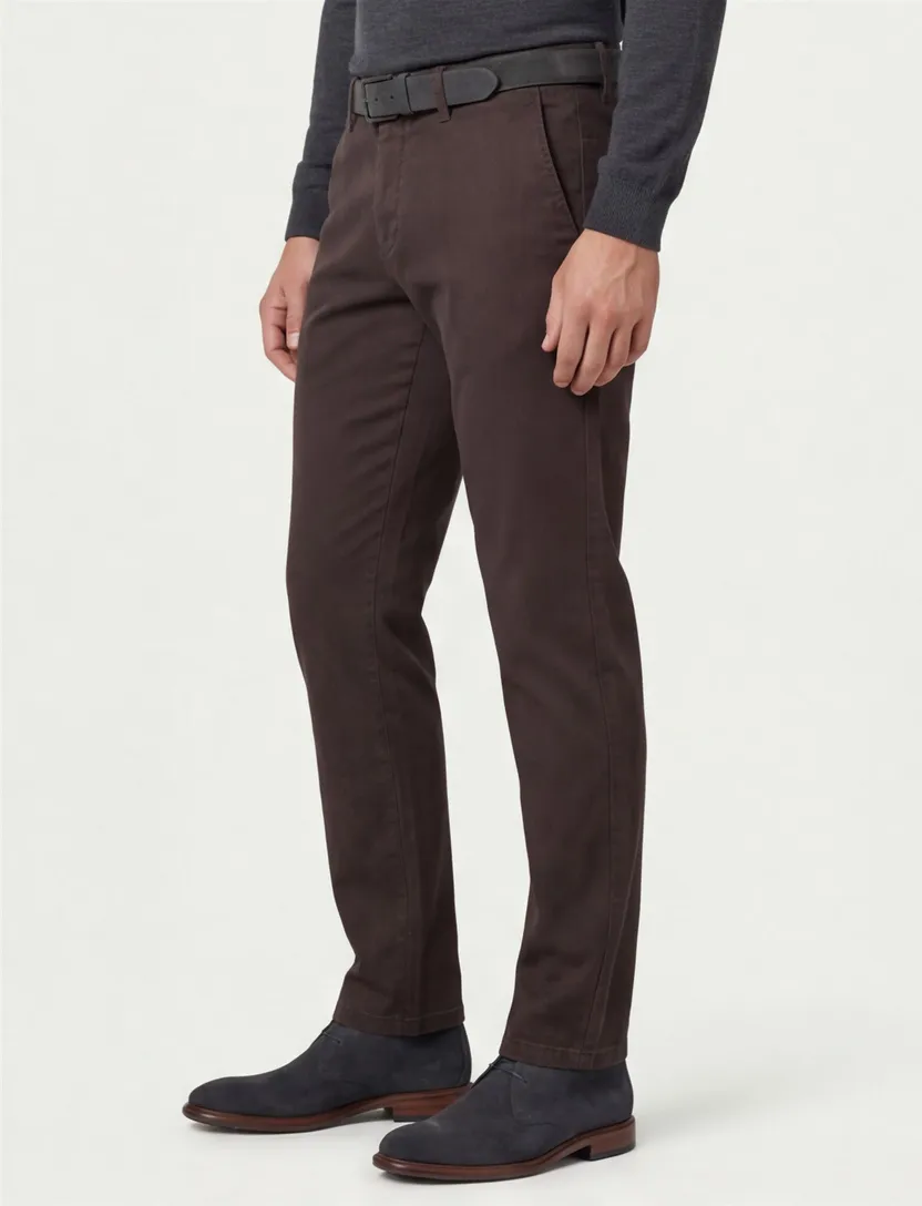 Gardeur chino bruin slim fit katoen