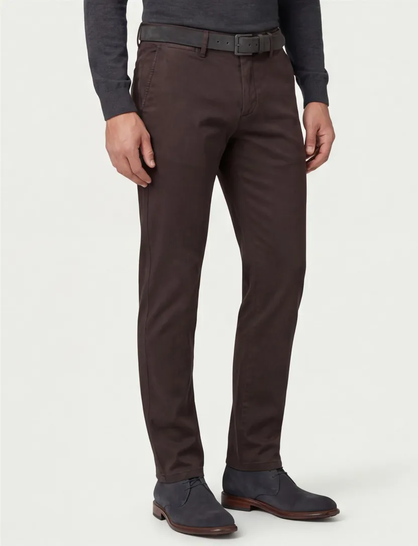 Gardeur chino bruin slim fit katoen