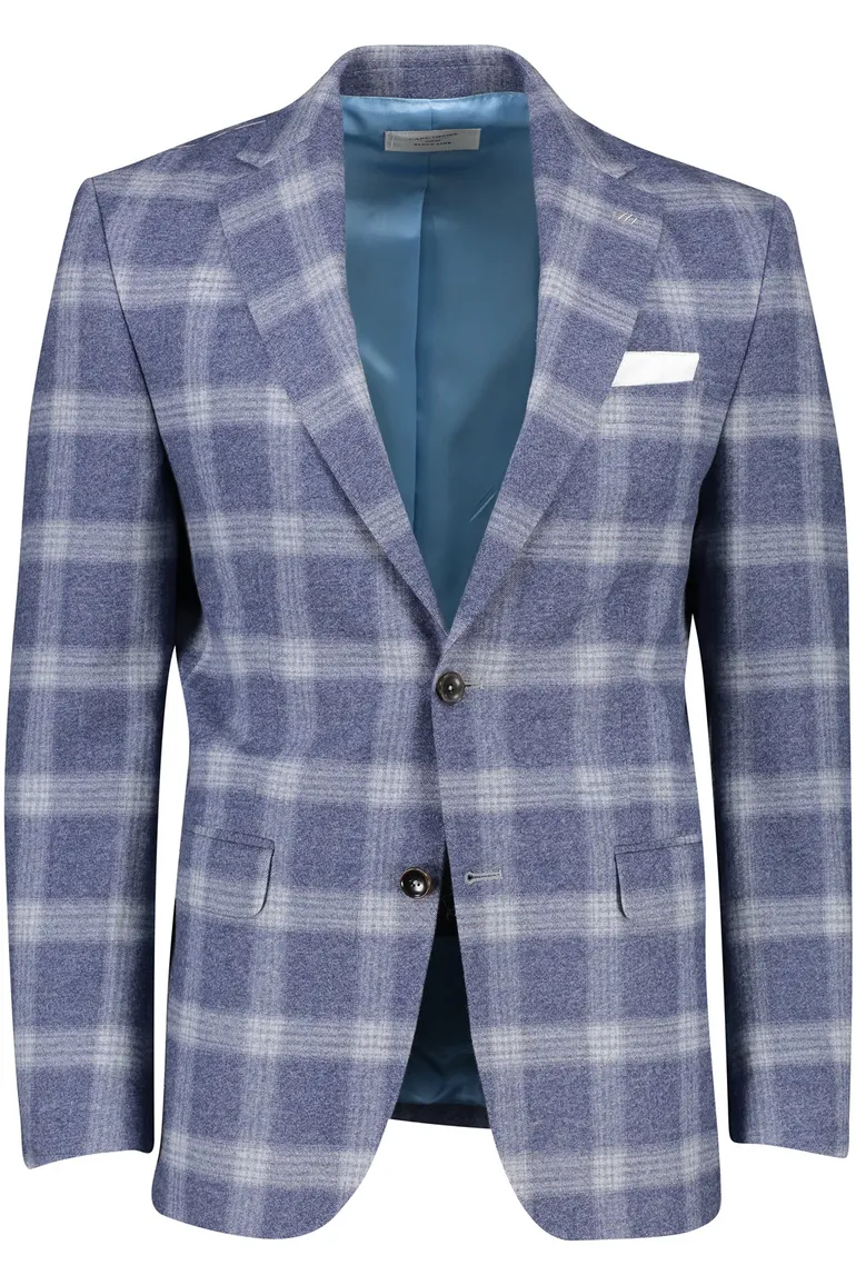 Carl Gross colbert black line blauw geruit modern fit