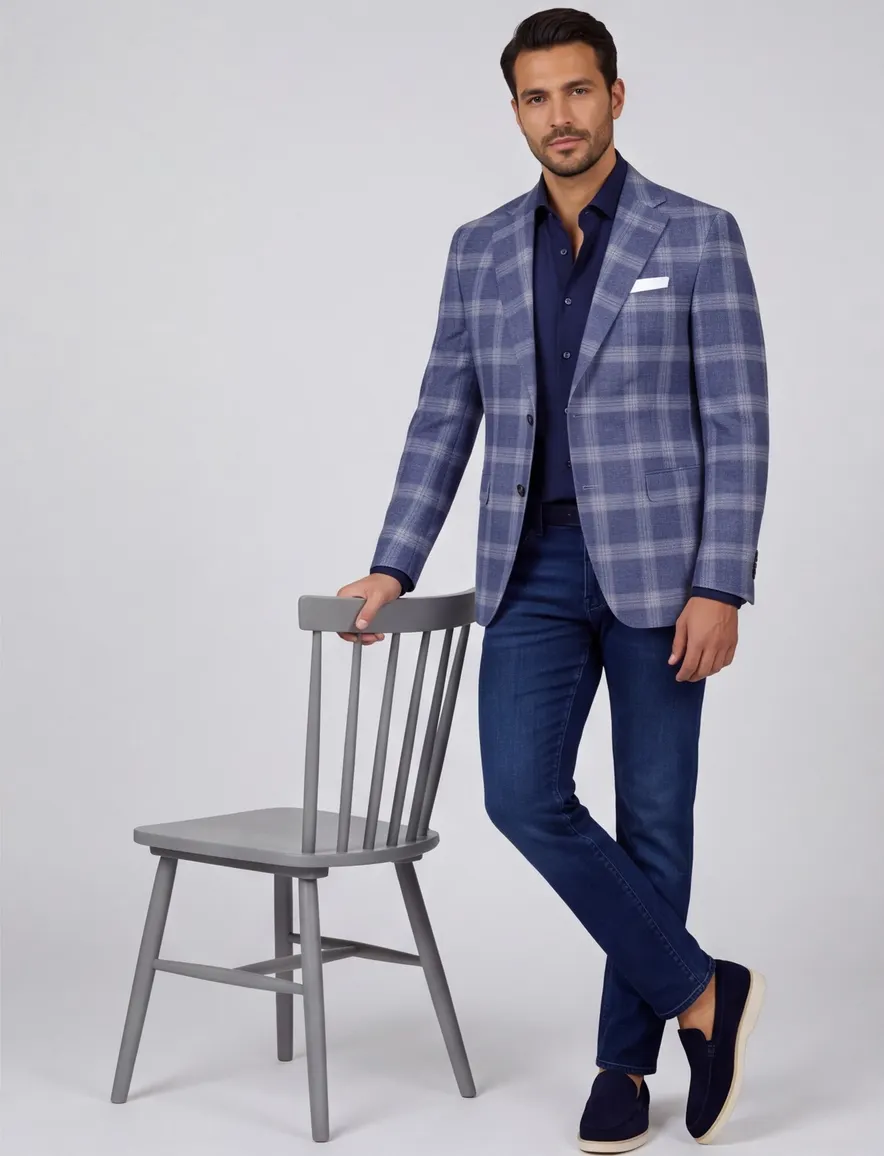 Carl Gross colbert blauw Modern Fit Black Line