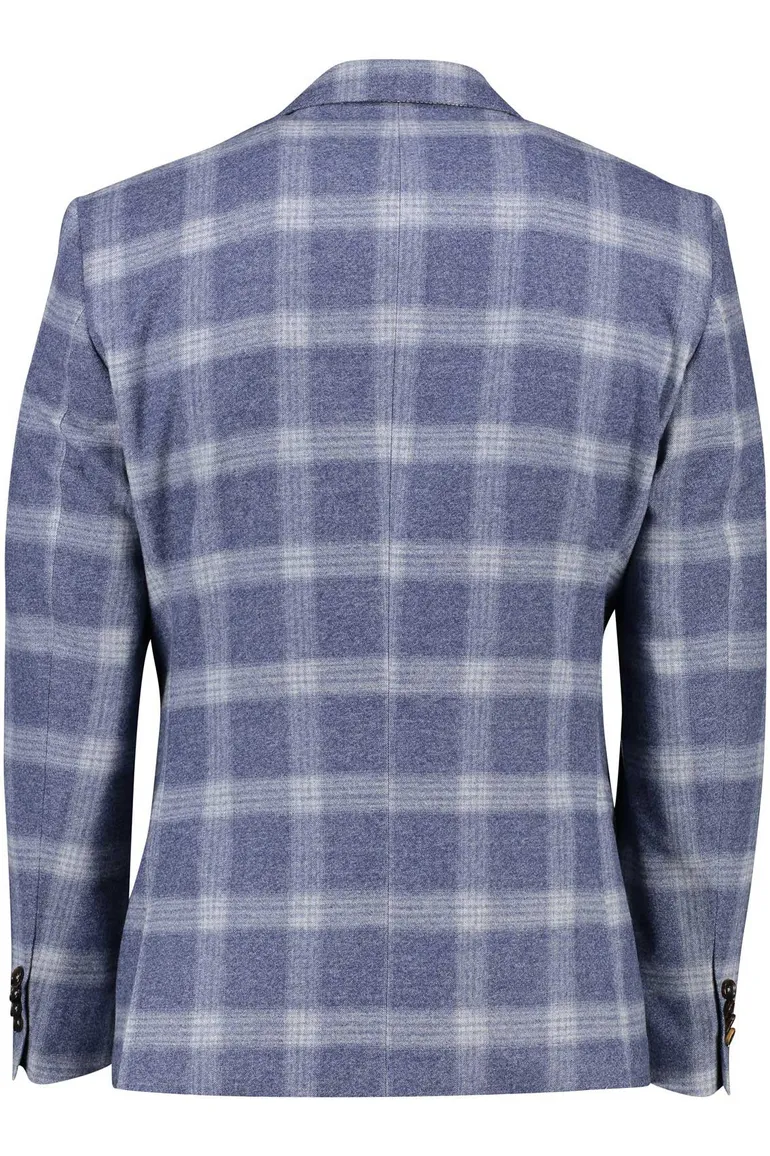 Carl Gross colbert black line blauw geruit modern fit
