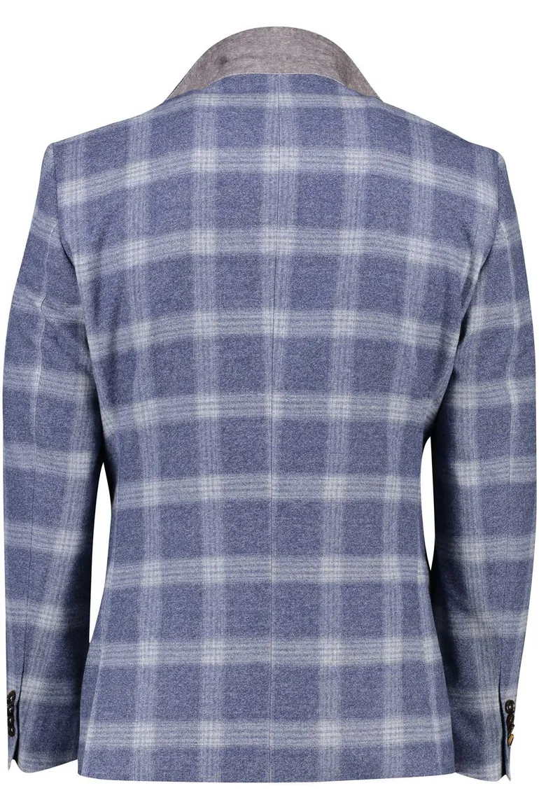 Carl Gross colbert black line blauw geruit modern fit