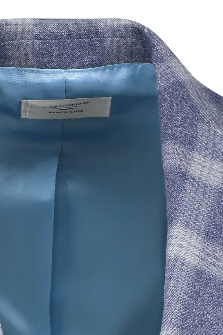 Carl Gross colbert black line blauw geruit modern fit