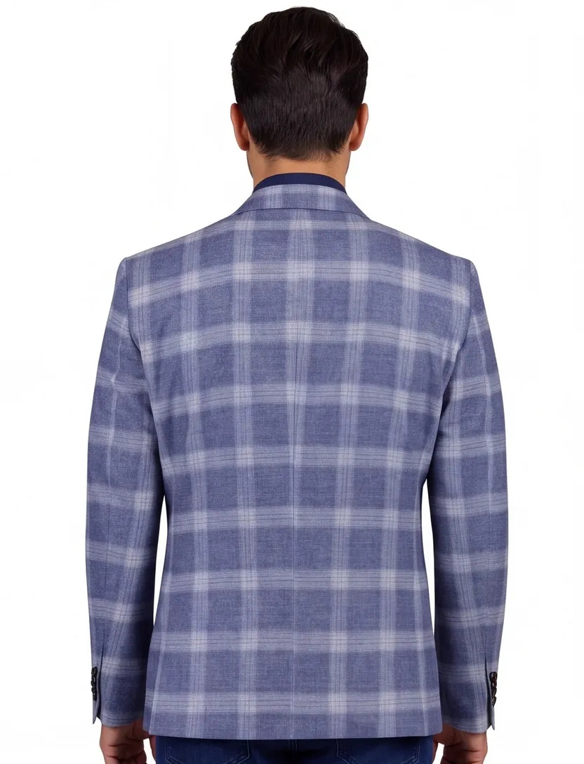 Carl Gross colbert blauw geruit black line modern fit