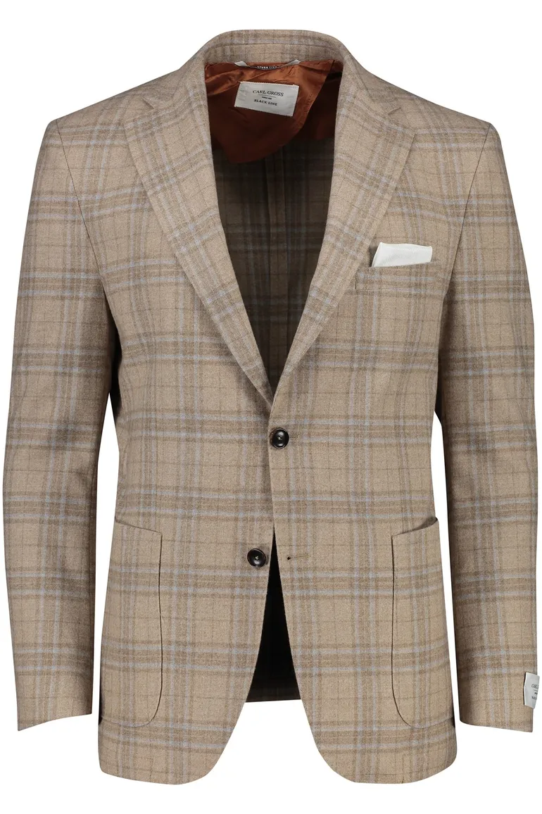 Carl Gross blackline colbert bruin geruit merinowol modern fit