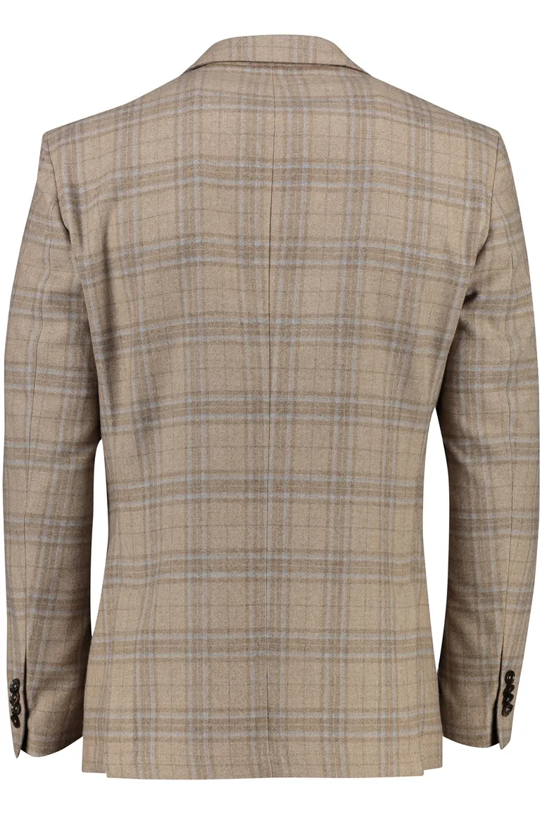 Carl Gross blackline colbert bruin geruit merinowol modern fit