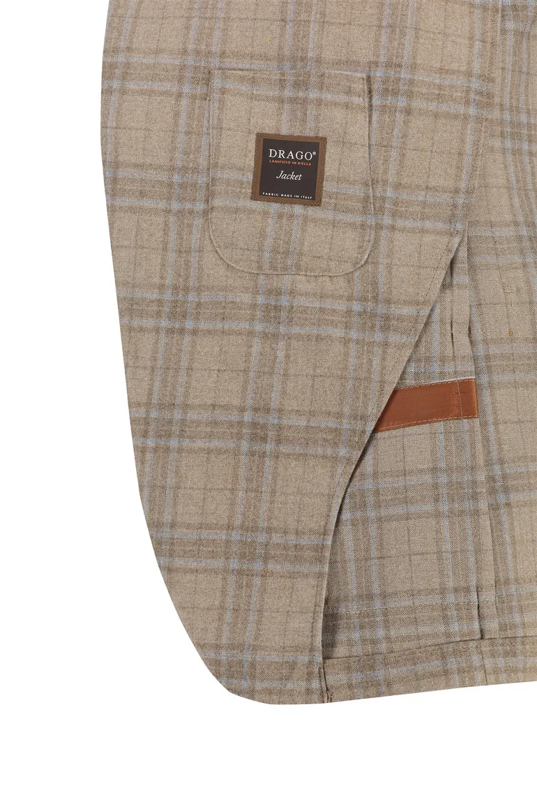 Carl Gross blackline colbert bruin geruit merinowol modern fit