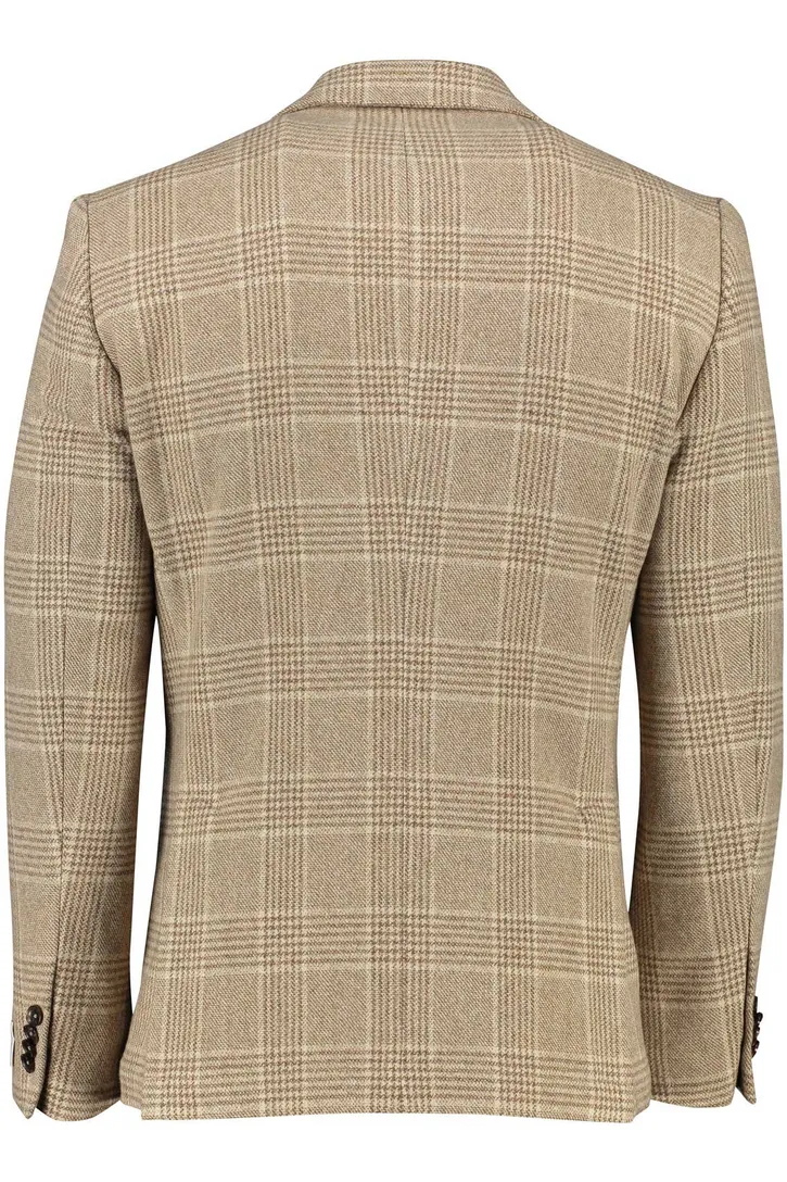 Carl Gross colbert beige geruit sharp fit