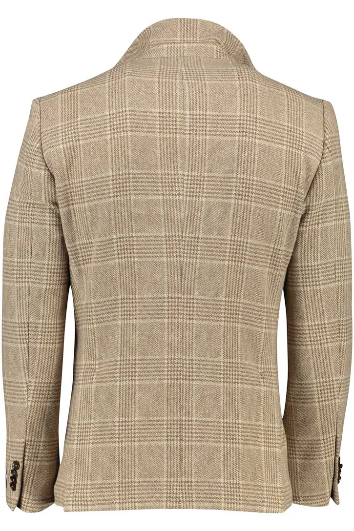 Carl Gross colbert beige geruit sharp fit