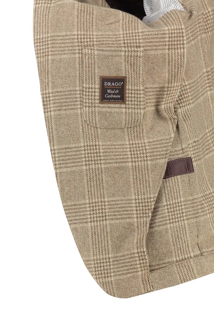Carl Gross colbert beige geruit sharp fit