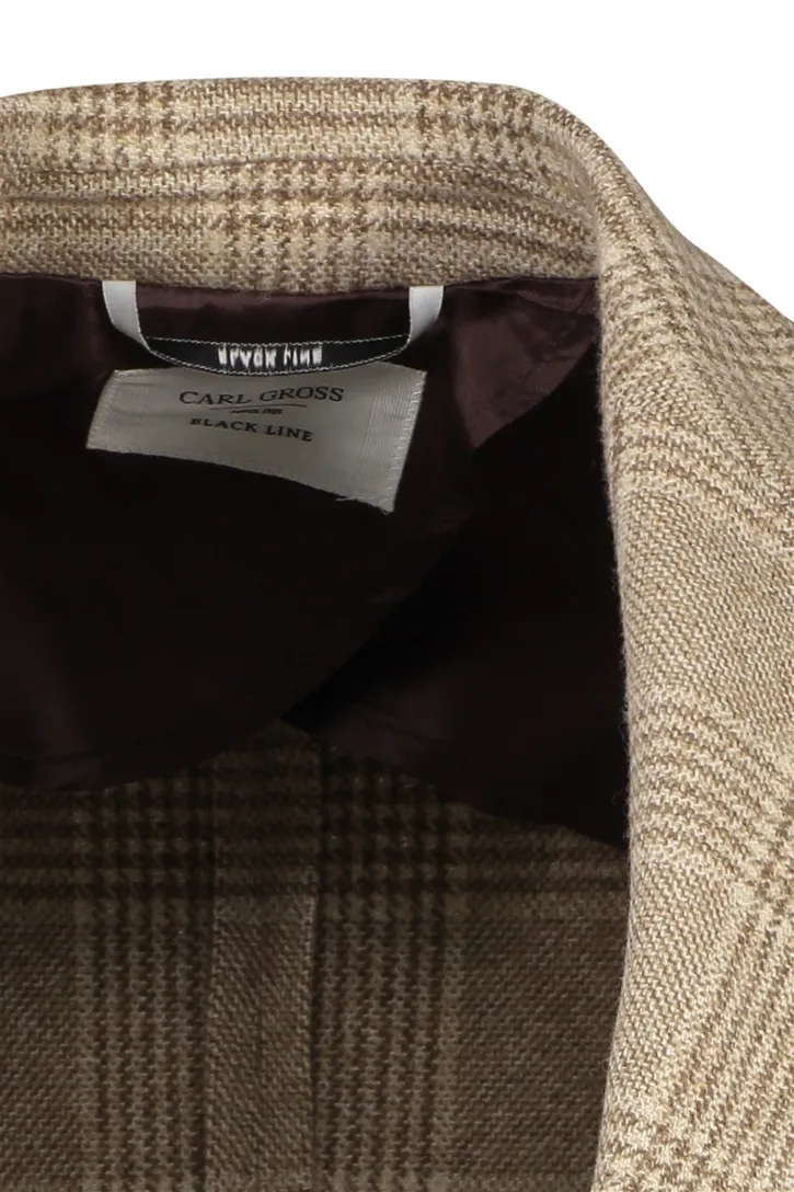 Carl Gross colbert beige geruit sharp fit
