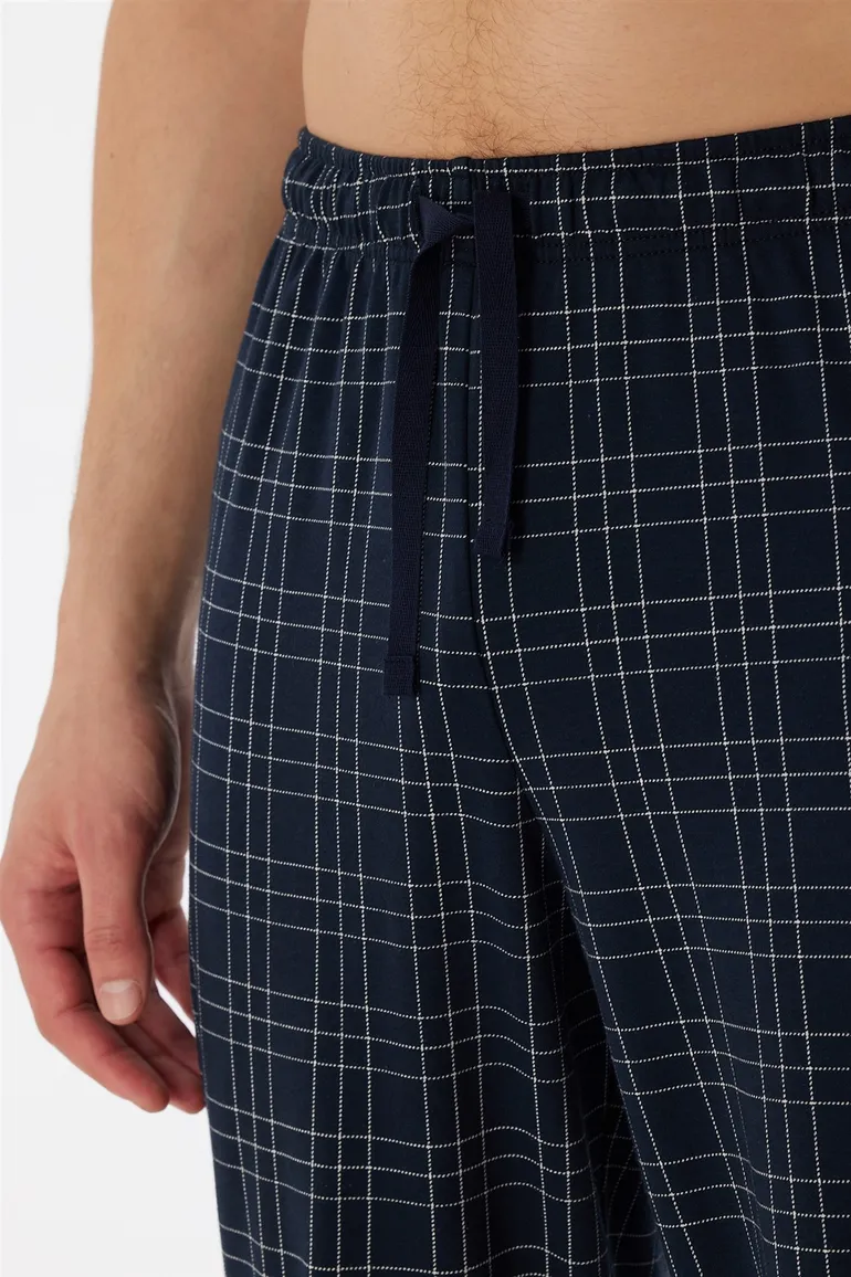 Schiesser pyjama grijs donkerblauw