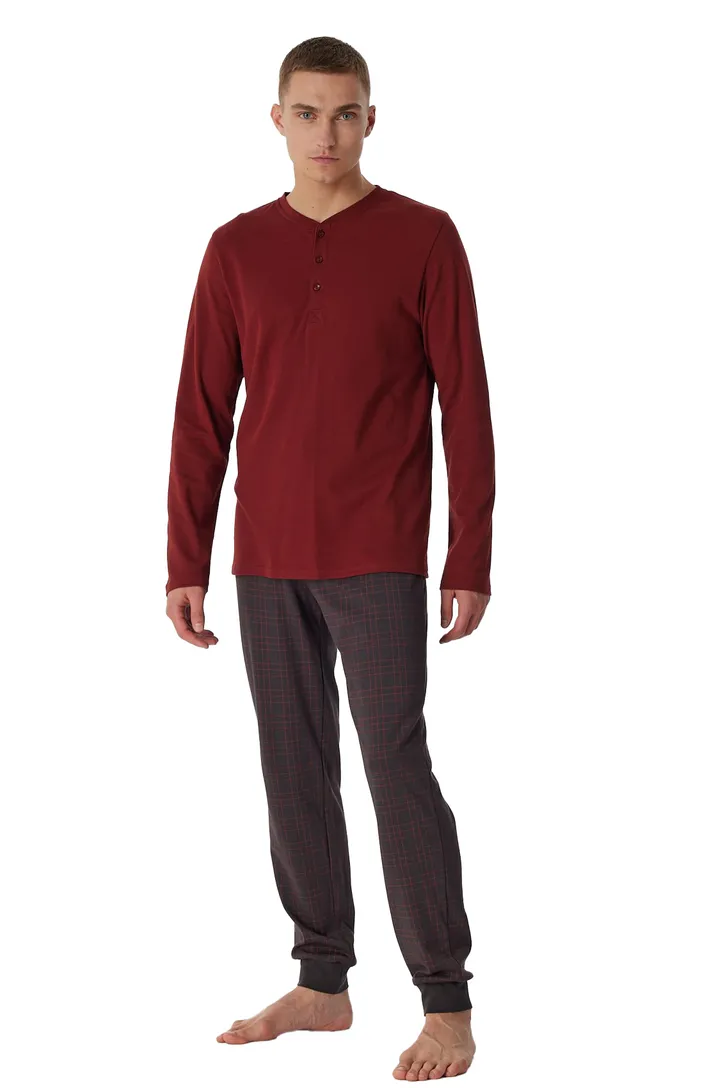 100% katoenen rood navy Schiesser pyjama