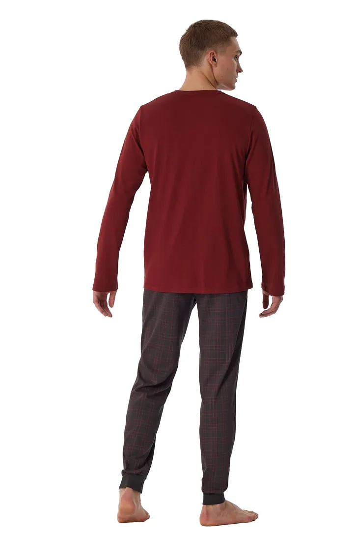 100% katoenen rood navy Schiesser pyjama