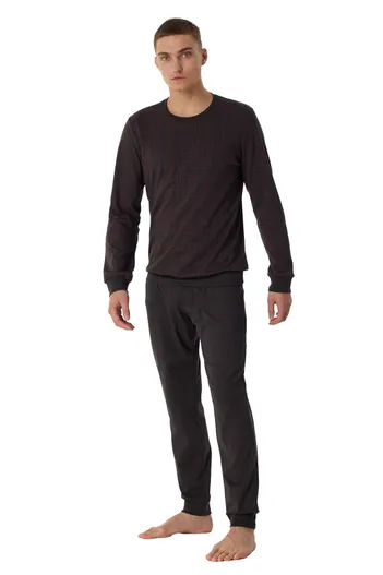 Schiesser Schiesser pyjama donkerblauw rood geruit 100% katoen