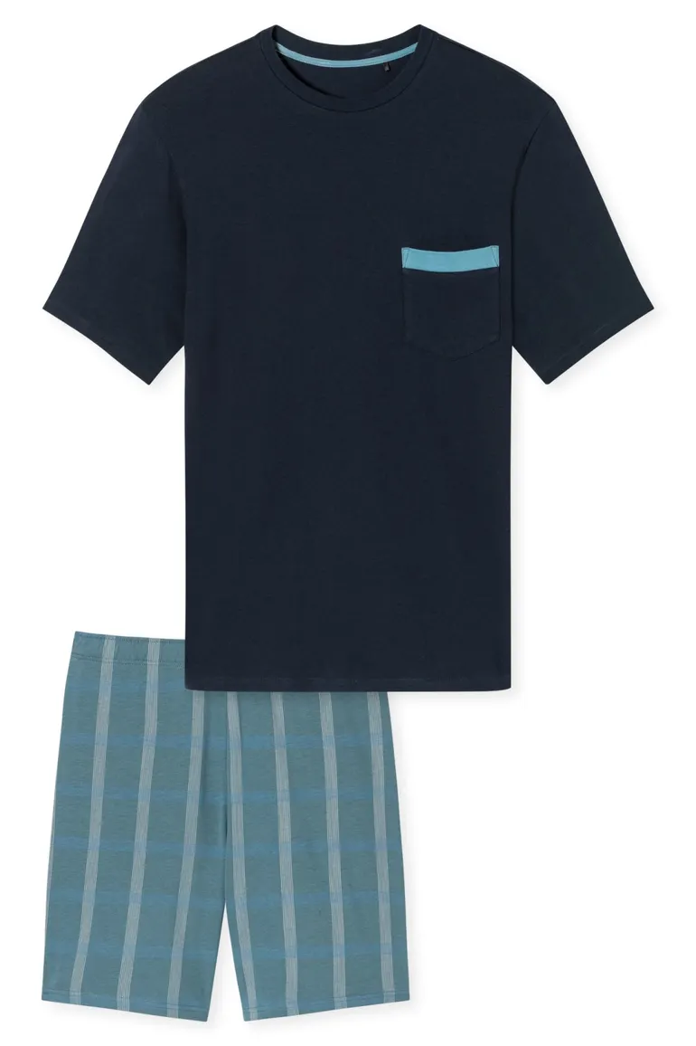 Schiesser Shortama donkerblauw effen