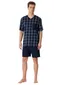 Schiesser Shortama donkerblauw geruit