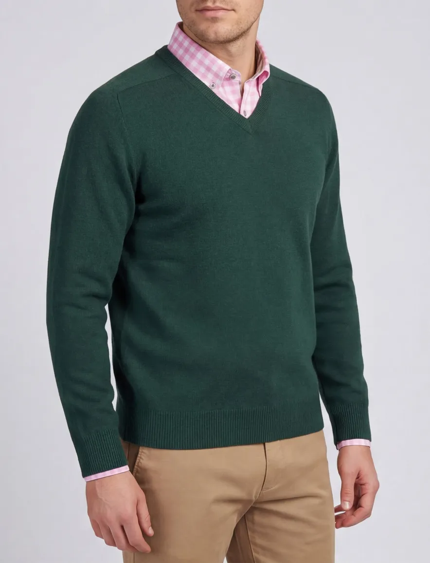 William Lockie wijde fit trui groen lamswol