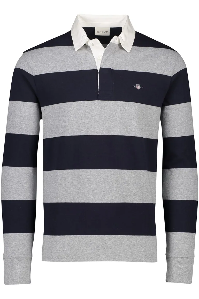 Katoenen Gant trui grijs/blauw gestreept