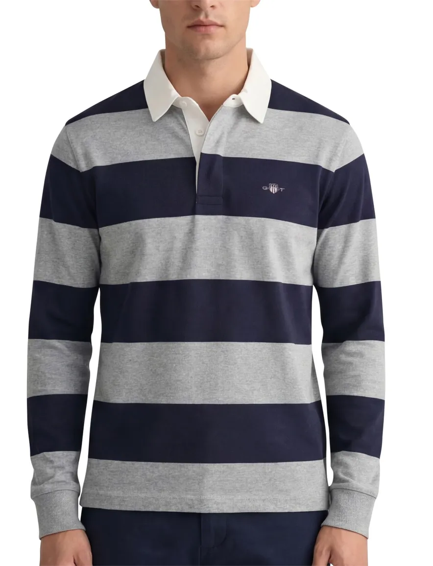 Katoenen Gant trui grijs/blauw gestreept