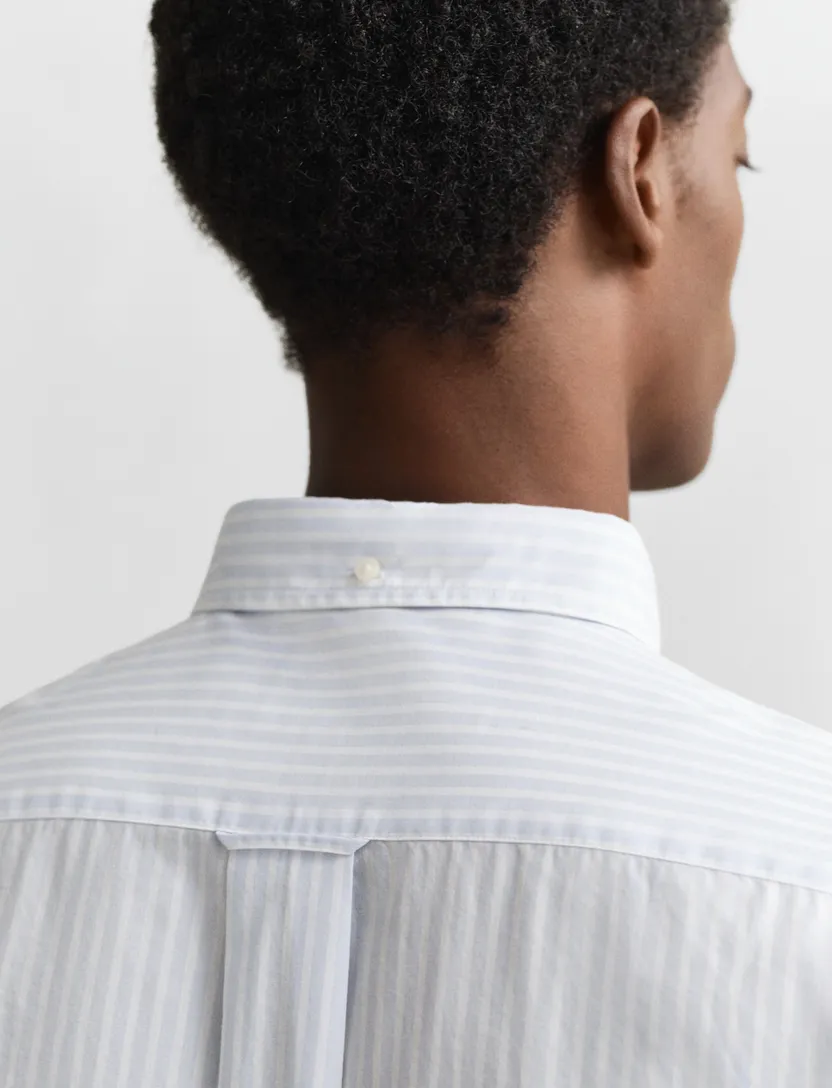 Gant casual overhemd lichtblauw gestreept regular fit katoen